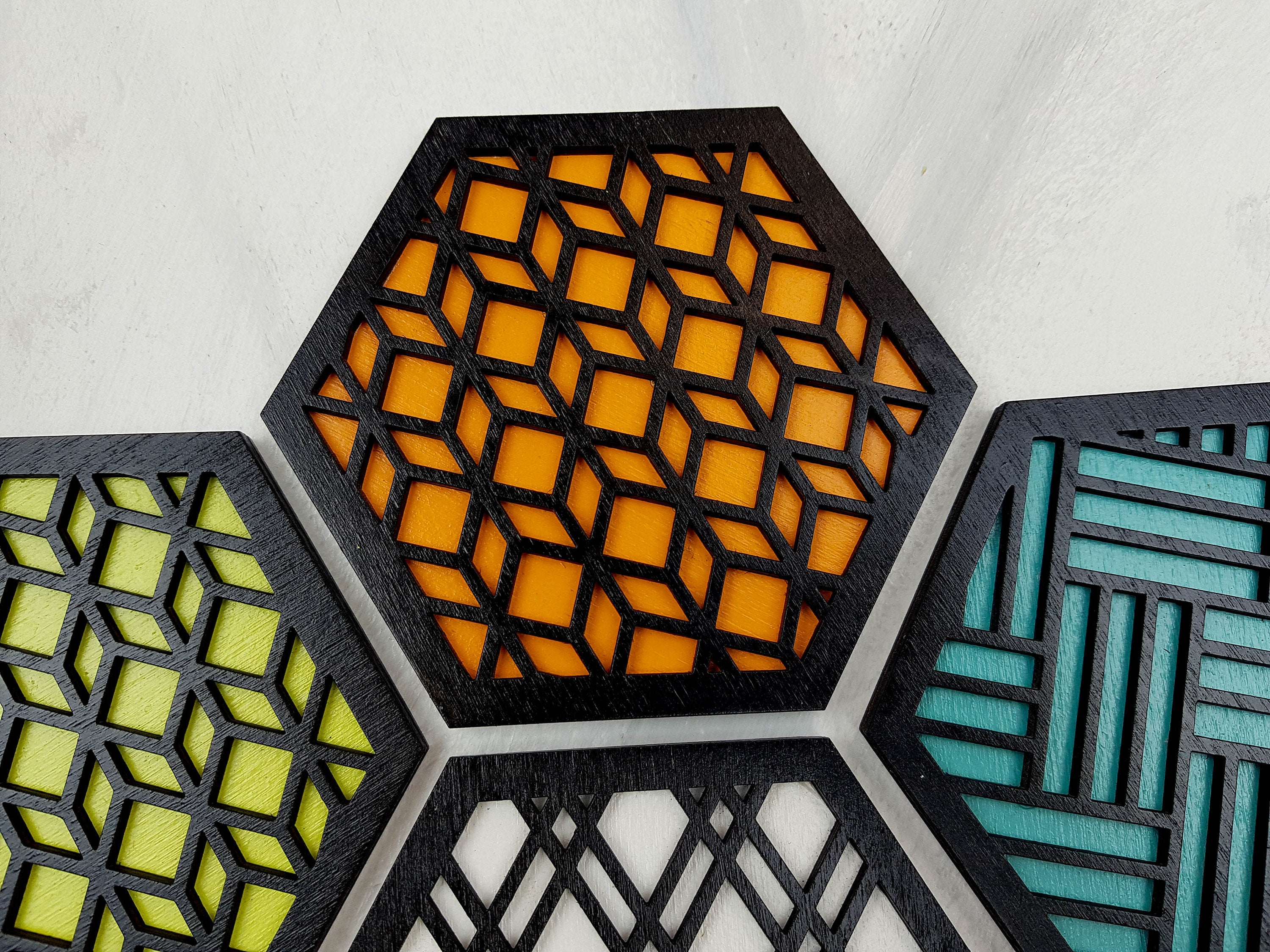 Unique Modern Coaster, Design Your Own Set, Colorful Coasters, Single or Sets, Geometric Coasters, Housewarming Gift, Teal Coasters, design black