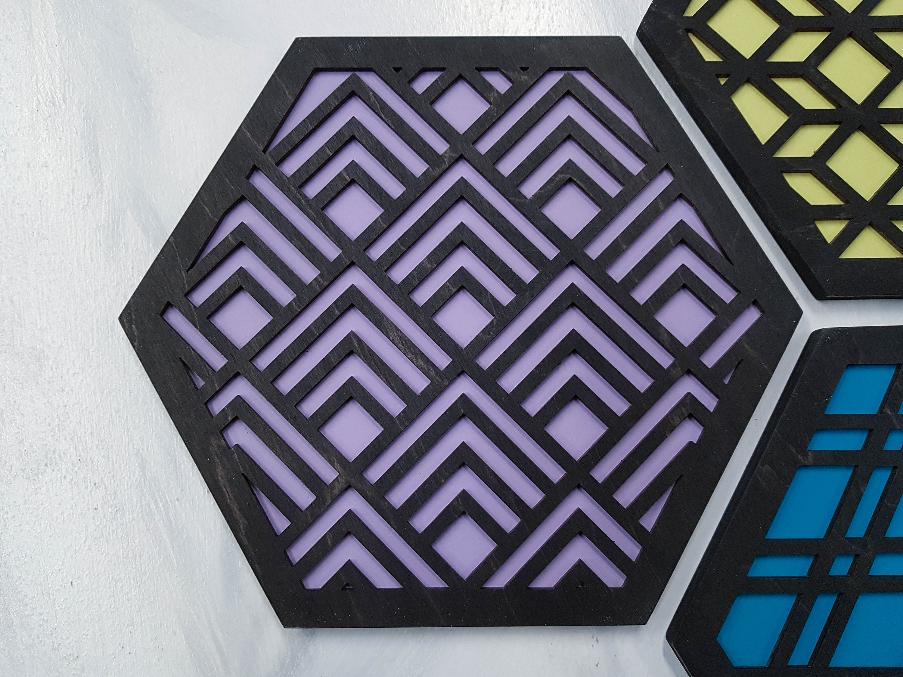 Unique Trivets, Colorful Trivet, Trivet For Plates, Dining Table Trivet, Modern Trivet, Geometric Houseware, Trivet Wood, Kitchen Trivet, black cool